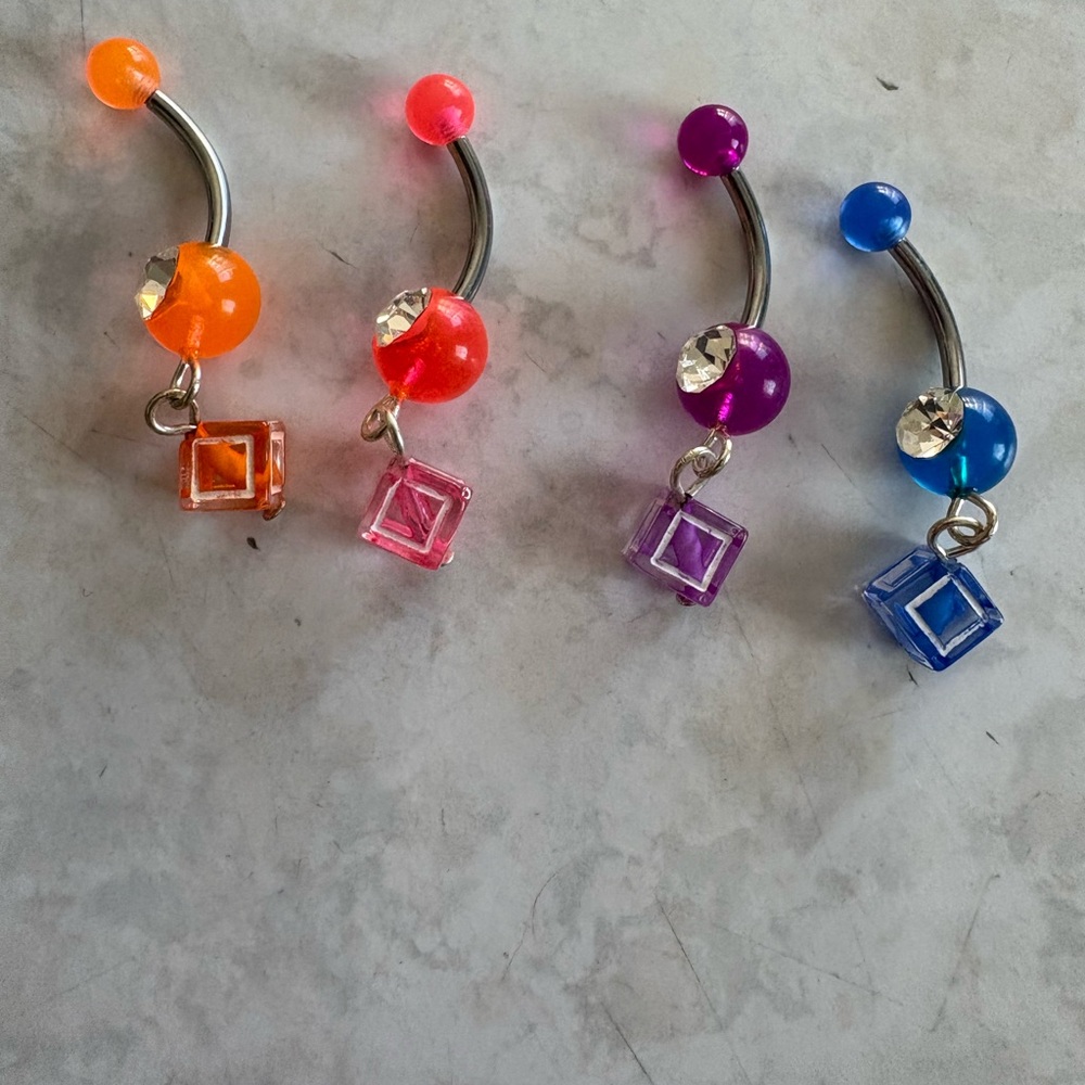 Colorful Belly Button Rings with Gem Accents
